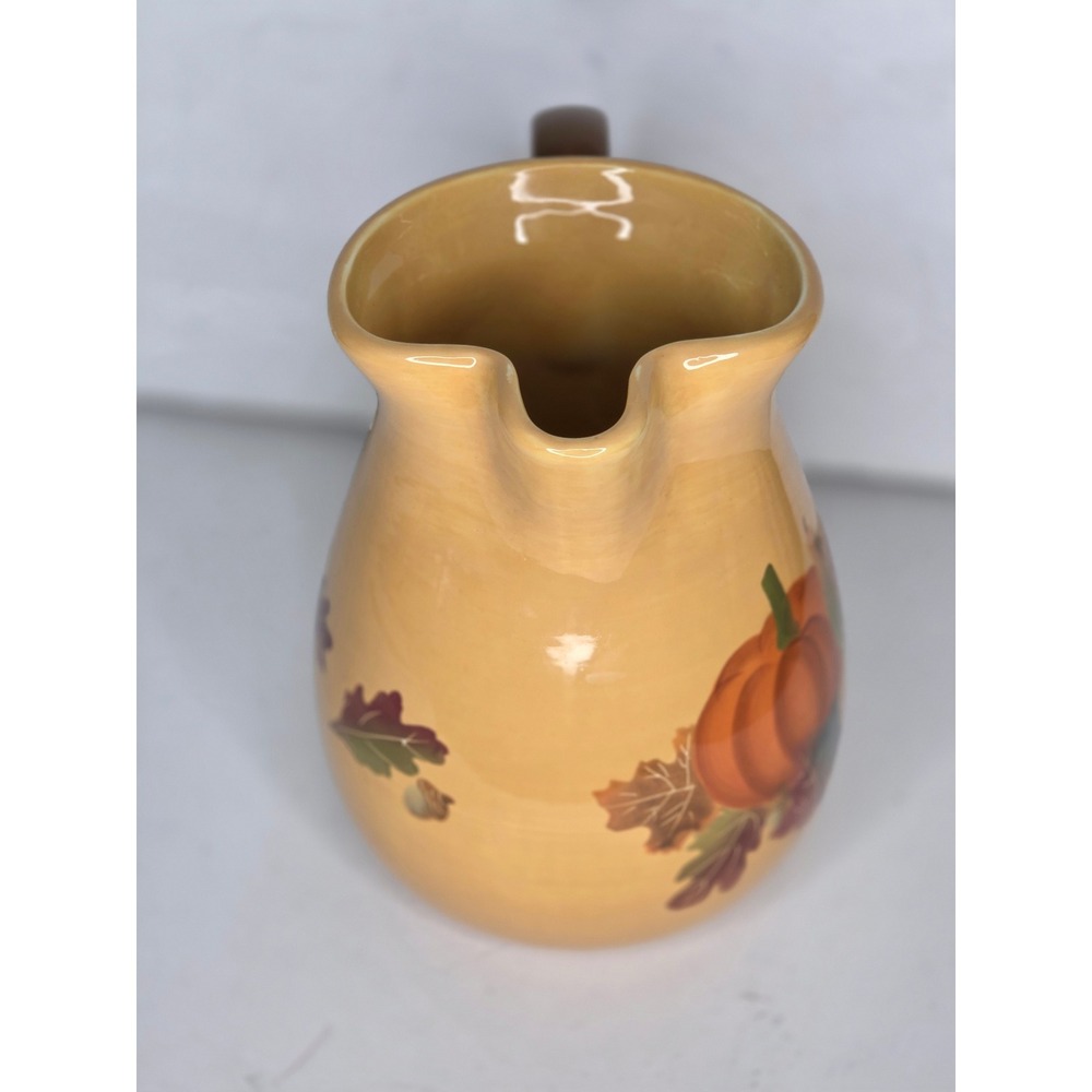 Harvest Ceramic Pumpkin Pitcher Fall Autumn Decor Utensil Holder Crock Vase - Picture 9 of 11